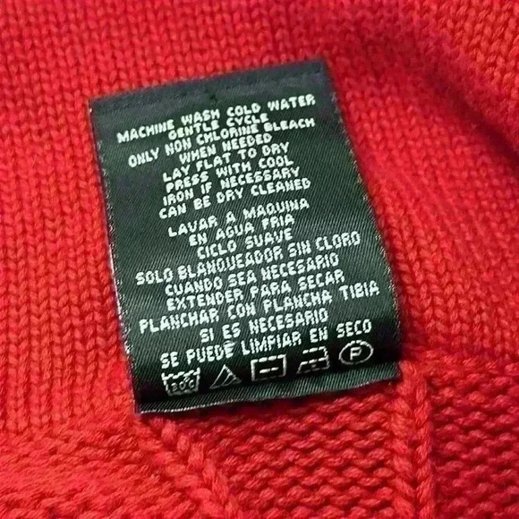 Men’s Vintage Polo Ralph Lauren Red Half Zip Mock Neck Flag Logo Sweater- Medium - Picture 11 of 12